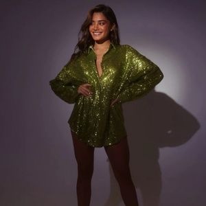 SLA The Label Ibiza Sequin Shirt Dress size M
